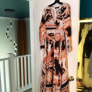 CBR Orange Bishop Sleeve V-Neck Gown